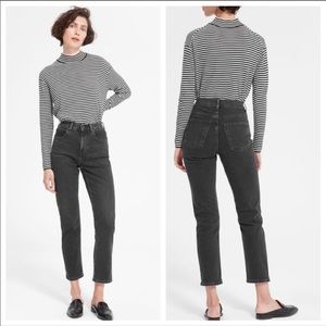 Everlane high waist straight ankle jean in black